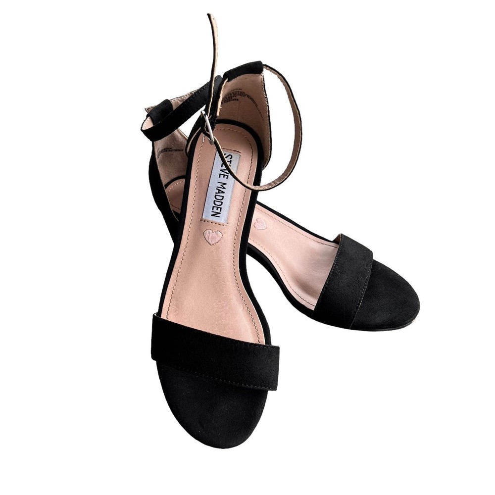 Steeve Madden Black Dress Sandals Microsuede JCarrson Women’s Size 2. - Picture 11 of 12